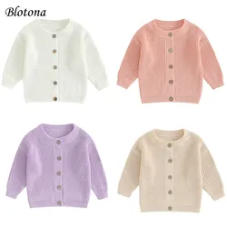 Blotona Baby Boys Girls Cardigan Autumn Spring Cotton Sweater Top Kids Children Clothing Button Up Knitwear Cardigan Jacket