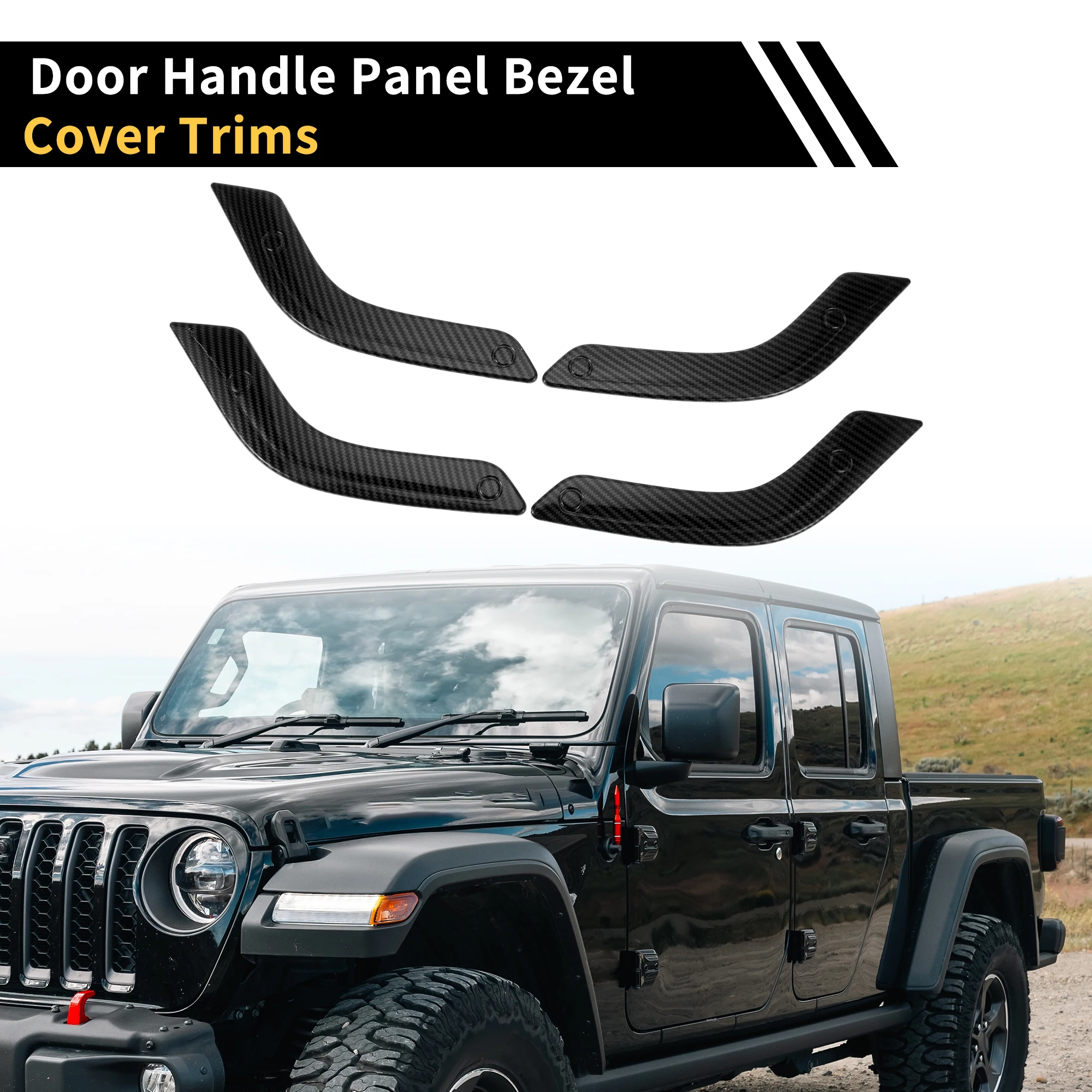 

UXCELL 1 Set Front Rear Door Handle Panel Bezel Cover Trims for Jeep Wrangler JK JLU ABS Carbon Fiber