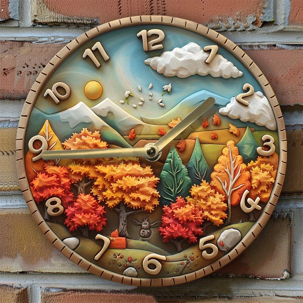 

Elegant Silent Wall Clock with Autumn Design , Ideal for Home & Office Decor Living Room Decoration Wall Clock Modern Design