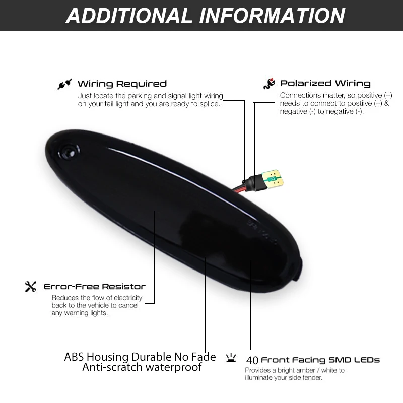 Car Amber/Red Full LED Side Marker Light Assembly For 1996-1999 Ford Taurus & Mercury Sable ,Replace OEM Sidemarker Lamps
