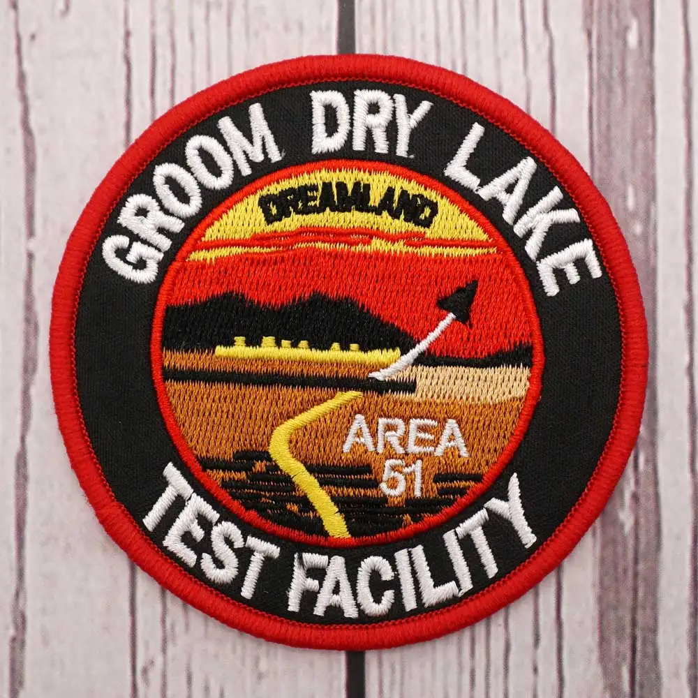 GROOM DRY LAKE  TEST FACILITY embroidery patch Hook & Loop Sew on Embroidery Military Badge