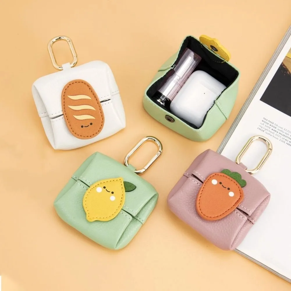 Creative Cute Leather Earphone Bag Multipurpose Avocado Mini Lipstick Bag Wallet Keychain Fruit Coin Purse Girls