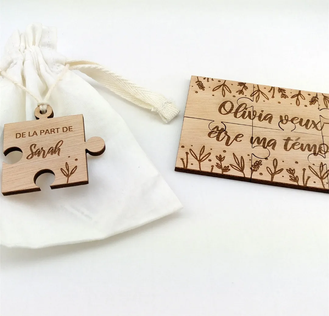 Wooden Puzzle, Personalized Witness Reuqest Card Original Personalized Bridesmaid Proposal Gift, Unusual Wedding Announcement