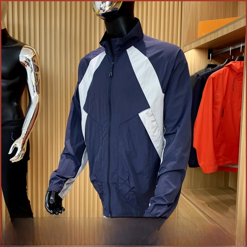 

Мужская куртка для улицы, легкий воротник-стойка, застежка-молния, дышащая, водонепроницаемая, защита от солнца, цветная отделка, подходит для молодежи...