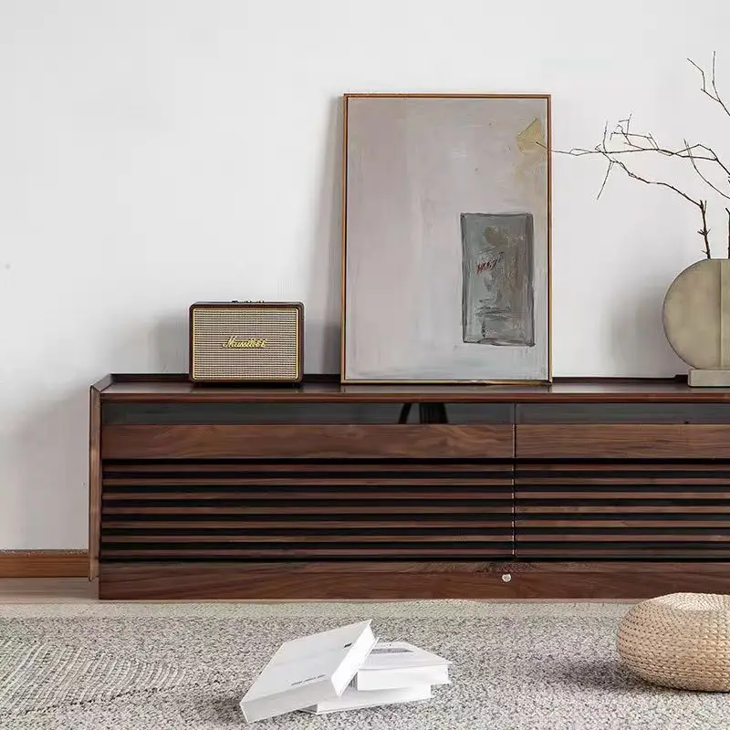 Kabinet TV Amerika Utara yang dapat disesuaikan Meja kopi minimalis selebriti Internet abad pertengahan angin berpasir wabi kayu ceri