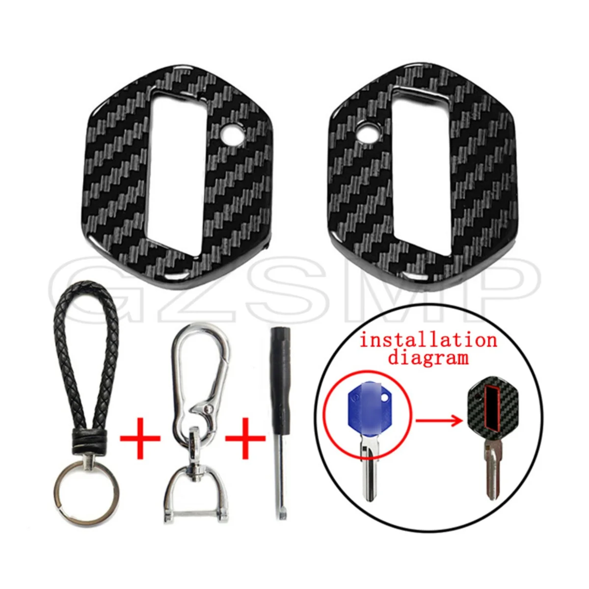 

Moto Carbon Fiber Keychain Key Ring Uncut Blank Blade Key For DUKE 125 250 690 990