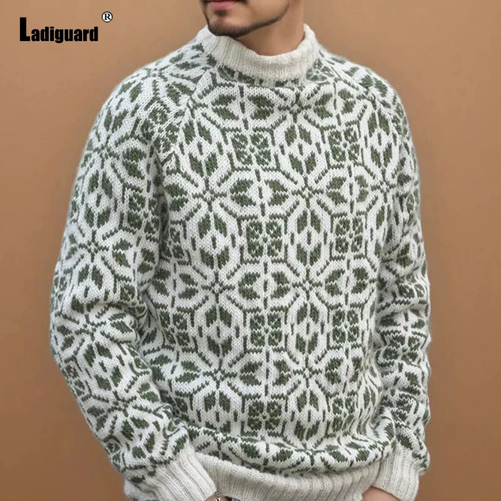 

Мужские элегантные повседневные вязаные свитера для отдыха в европейском стиле, новинка 2026, классические джемперы с 3D принтом, мужские тонкие удобные базовые пуловеры Homme