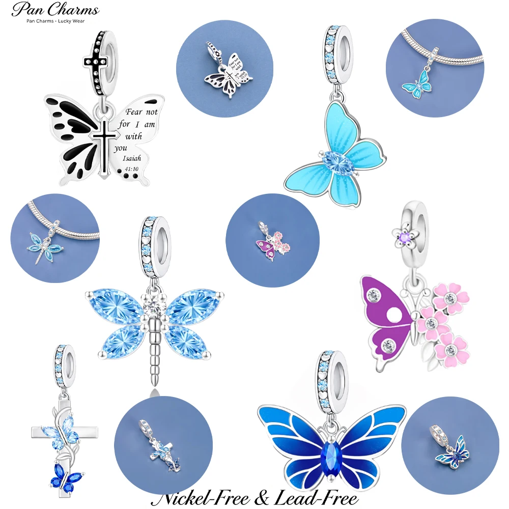 Pan Charms Dragonfly Butterfly Pendant Spring Nature Jewelry Beads Fit Original Bracelet DIY Valentines Birthday Gift for Her Me