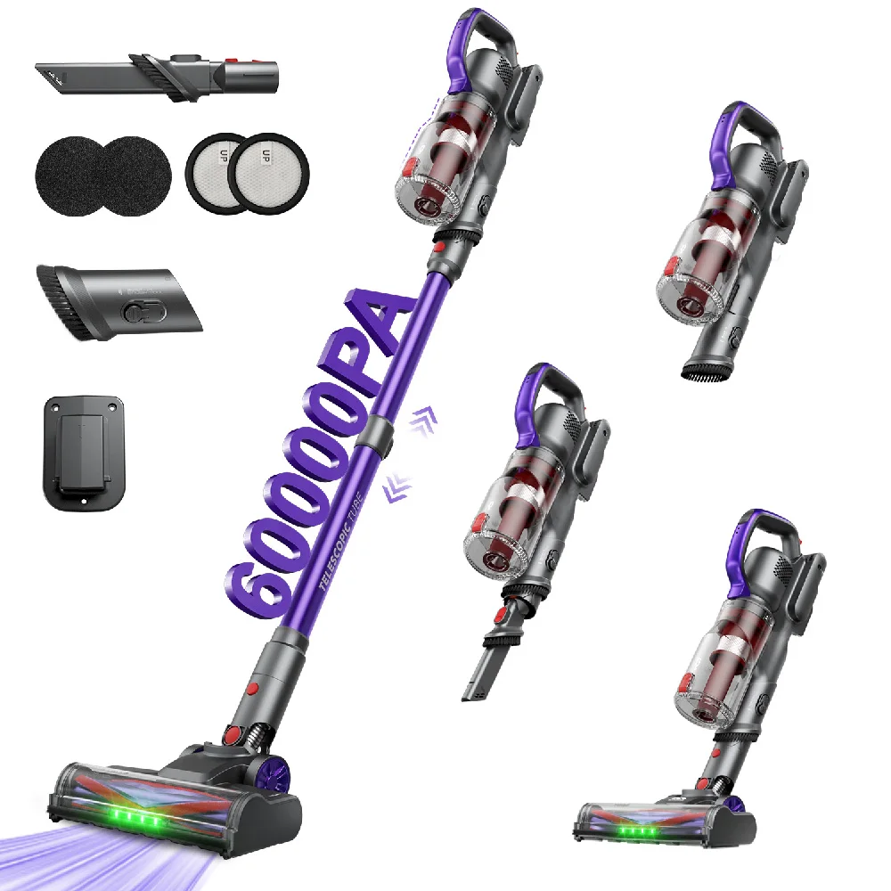 Erabros EV3 Kabelloser Staubsauger 500W 60Kpa Saugkraft 60 Minuten Laufzeit Selbststehender Smart Home Kabelloser Handstaubsauger
