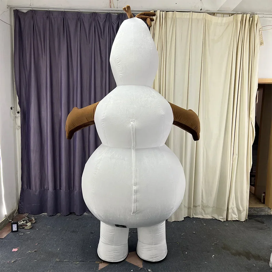 Aufblasbares Schneemann-Olaf-Maskottchen-Kostüm, farbenfroh, für Erwachsene, Herren und Damen, Werbung, Weihnachten, Hochzeit, begehbares Tierkostüm, ohne Batterie