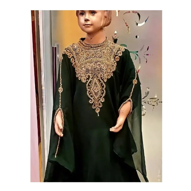 

Girls' Dress Black Dubai Children's Abaya Moroccan Long Shirt Children's European and American Fashion Trend