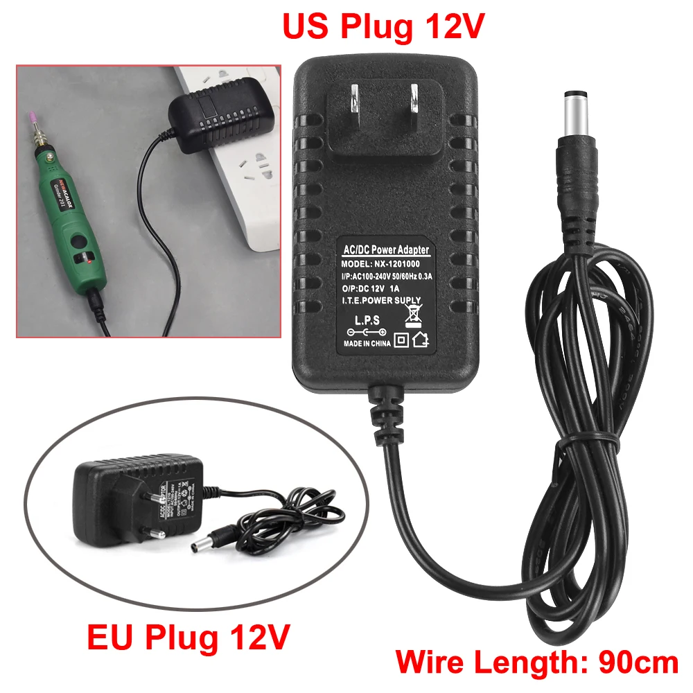 NEWACALOX 10W Mini Grinding Machine EU/US 12V Variable Speed Rotary Tools Kit Electric Engraver Pen for Polishing Woodworking