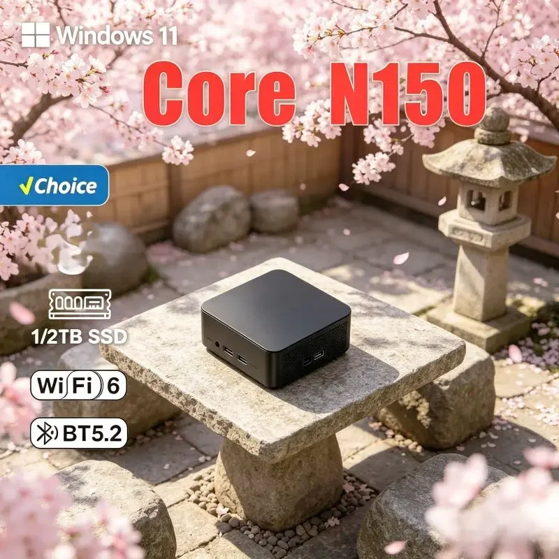 

Mini PC Core N150, 16GB SSD and Win11, WiFi6, 4K, Sleek Exterior Combined with Powerful Performance for Home and Workplace Use