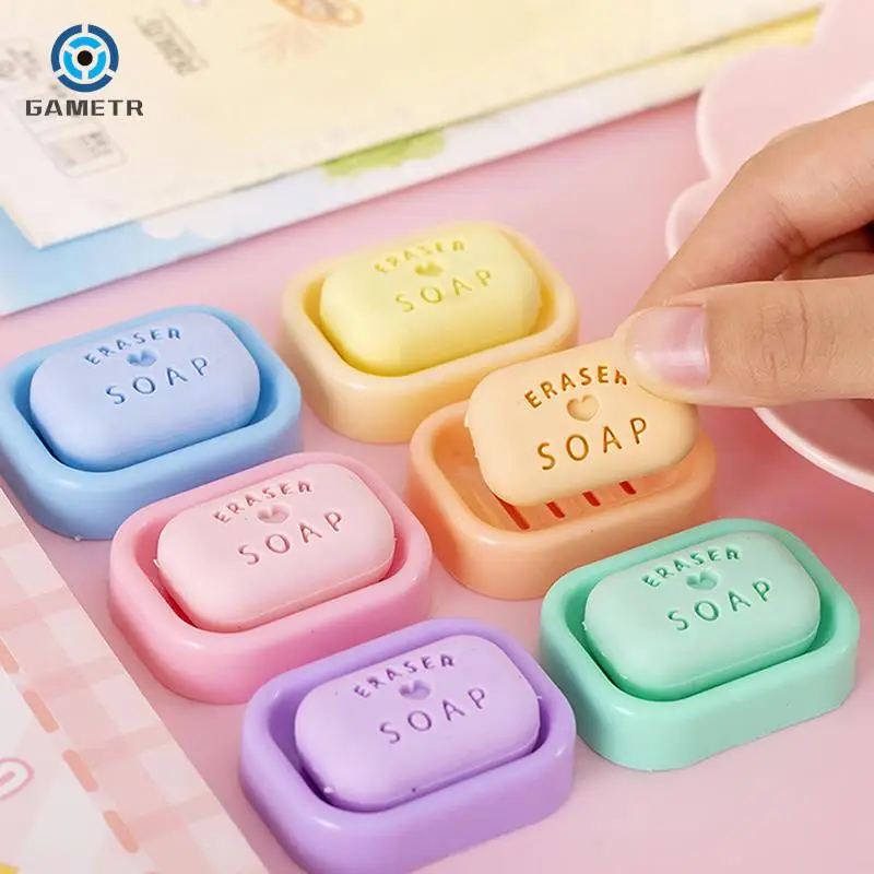 1pc Cute Soap Erasers Student Stationery Girls Candy Color Rubber Cute School Supplies Mini Pencil Eraser Teacher Gift