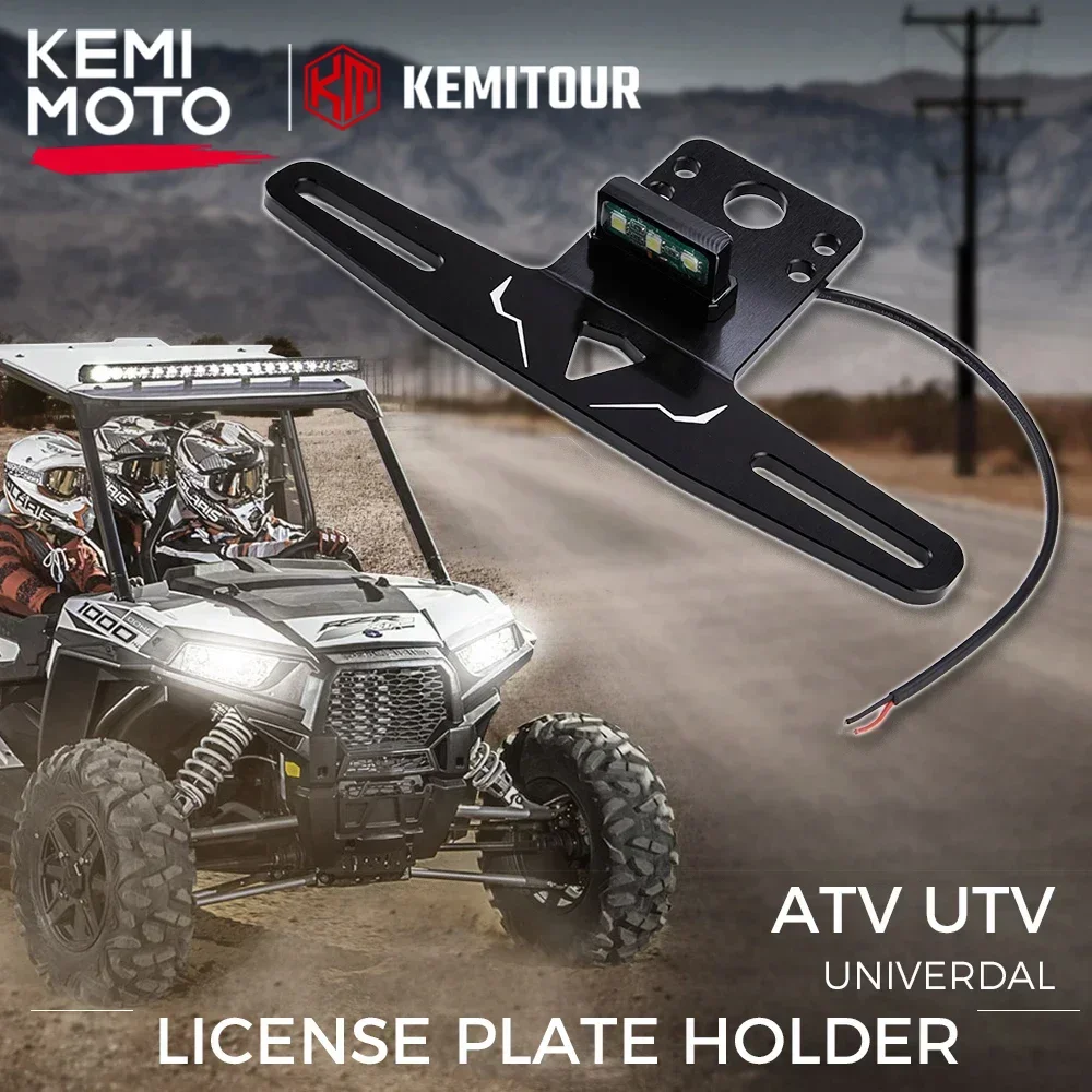 ATV/UTV Street Legal Rear License Plate Holder quad Compatible with Polaris RZR 1000 xp Sportsman for Can-am Maverick