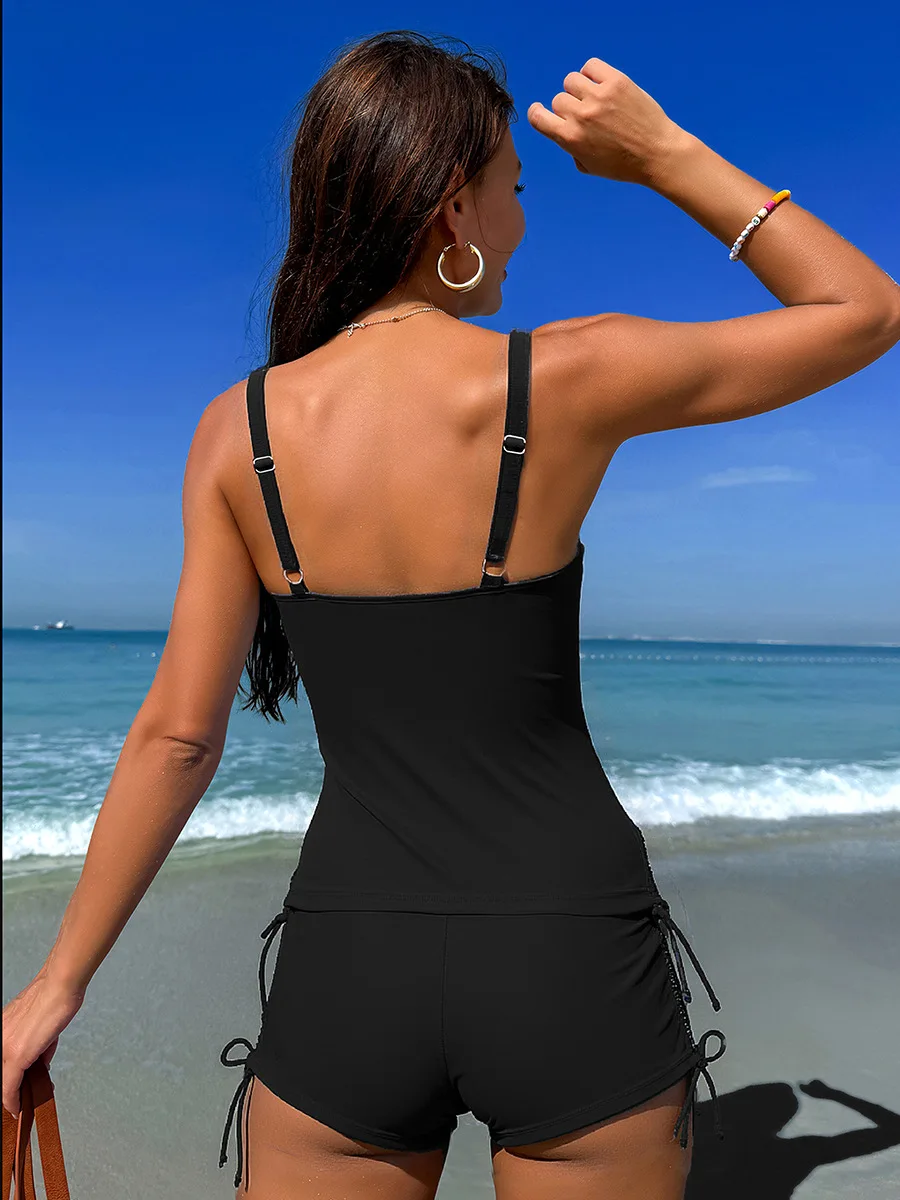 New European and American Style Women's Split Conservative Sports Swimsuits Flat Front Swim Shorts Wholesale in Stock