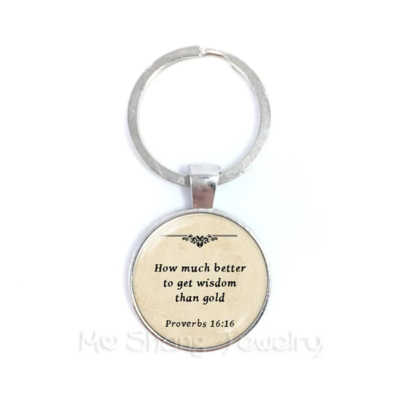 Classic Psalm Key Chain Charms Handmade Round Glass Letter Bible Quote Jewelry Gift For Christian Women Key Chain