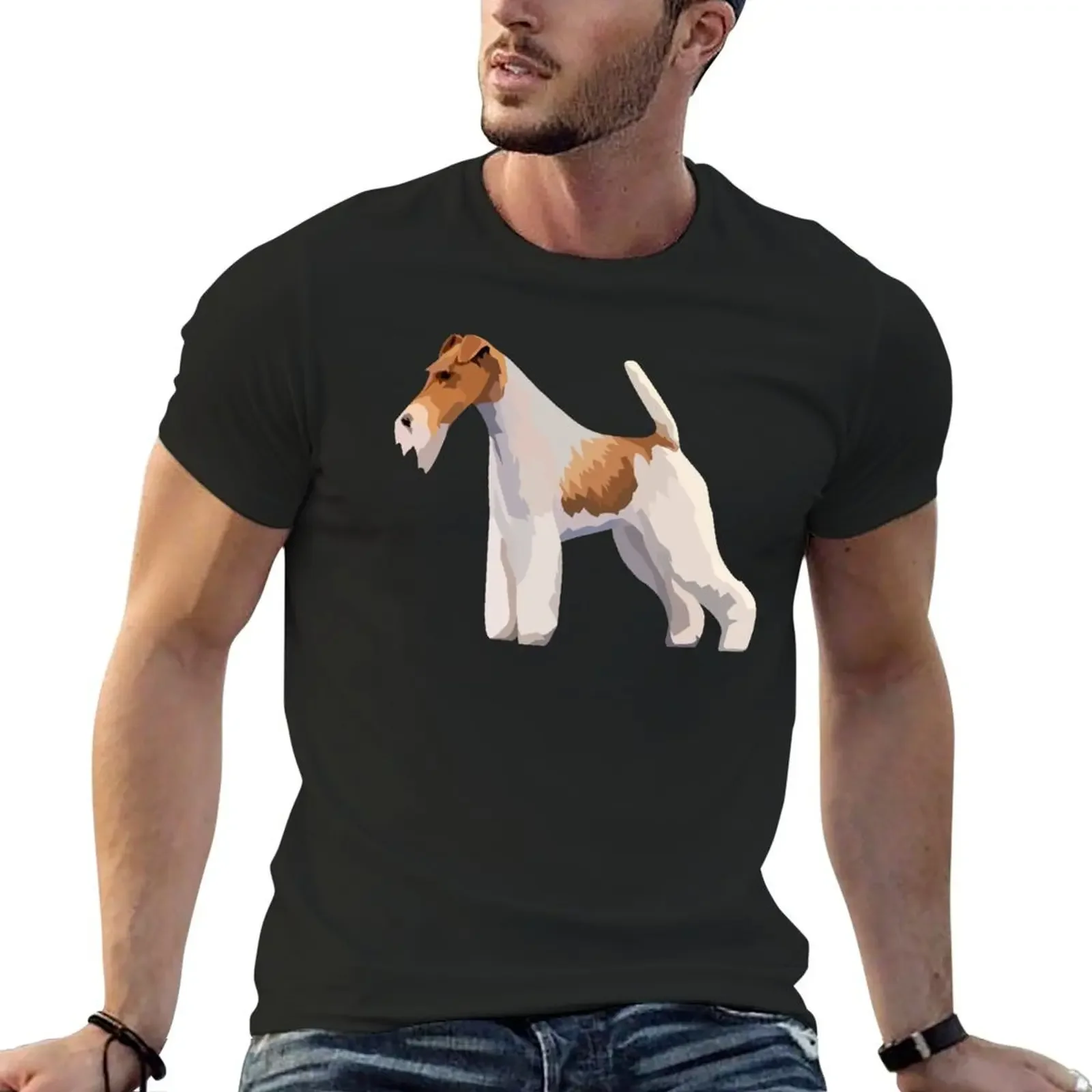 

Wire Hair Fox Terrier T-Shirt blue archive baggy shirts big and tall t shirts for men