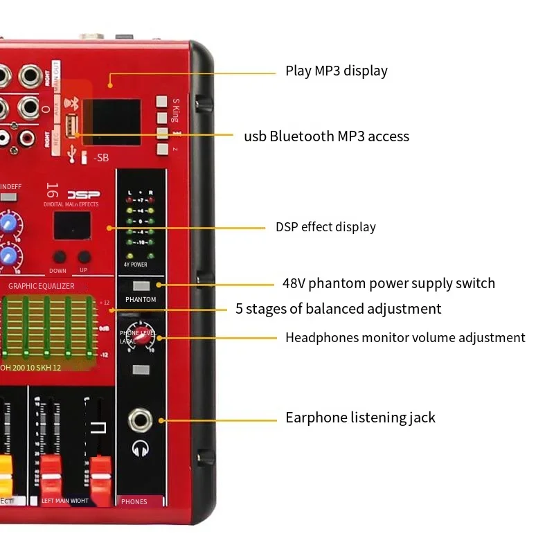 Dsp-オーディオプロセッサ,Bluetooth,ハイブリッドサウンド,48v電源,サウンドシステム,ポータブル,4/6/8チャネル
