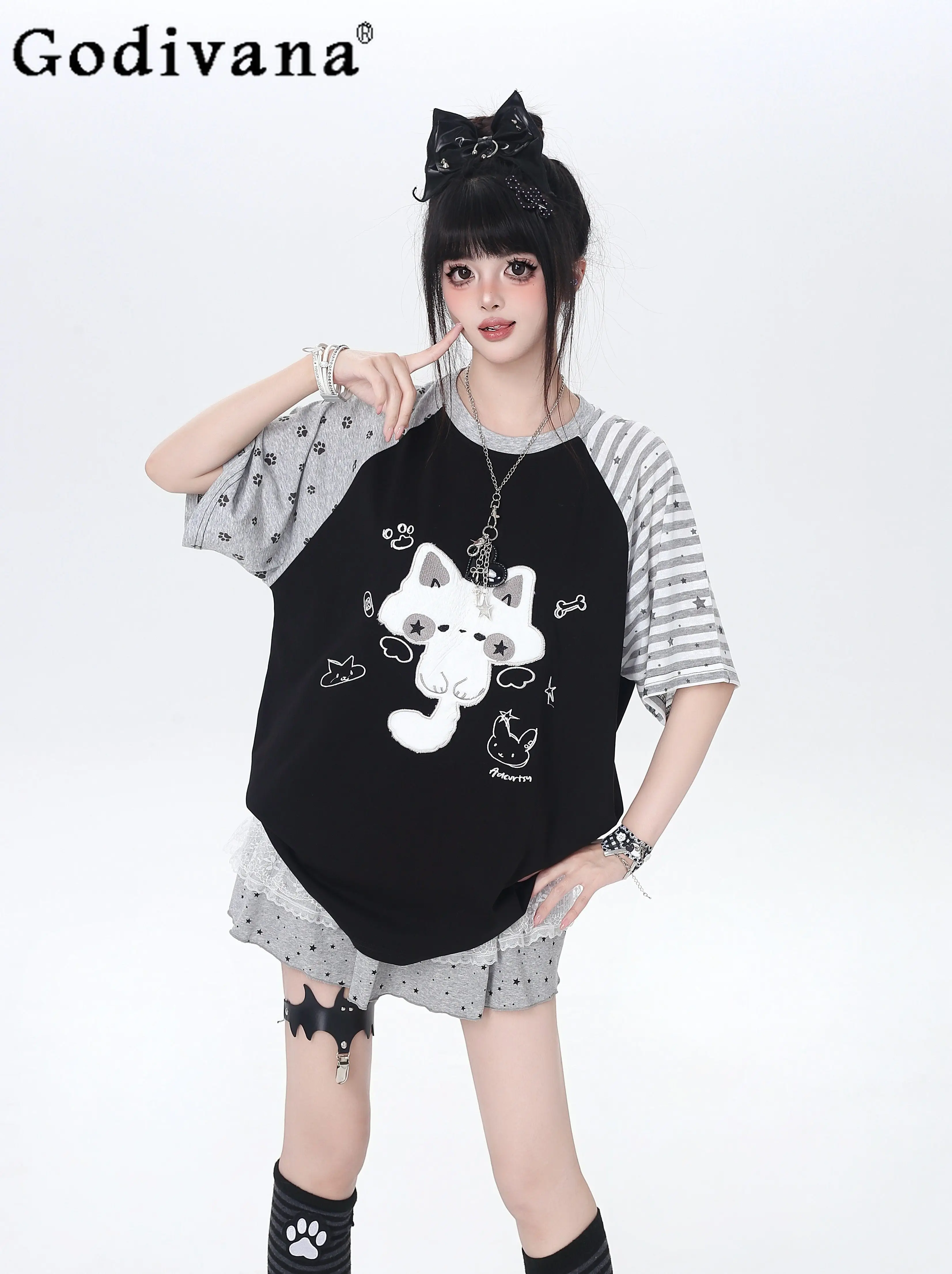 

Футболка Y2K для женщин, летняя новинка 2026 года, повседневный топ с коротким рукавом для студенток, субкультурная футболка в стиле Sweet Cool Girls