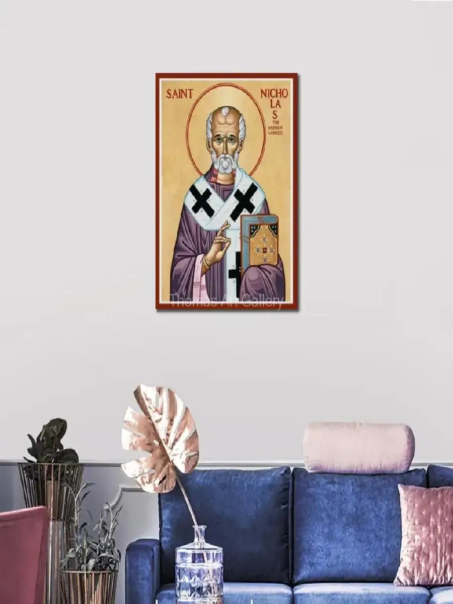 St Nicholas Wonderworker Russian Orthodox Icon HD Canvas Print Byzantine Art for Home Altar Christmas Gift Slavic Saints Decor