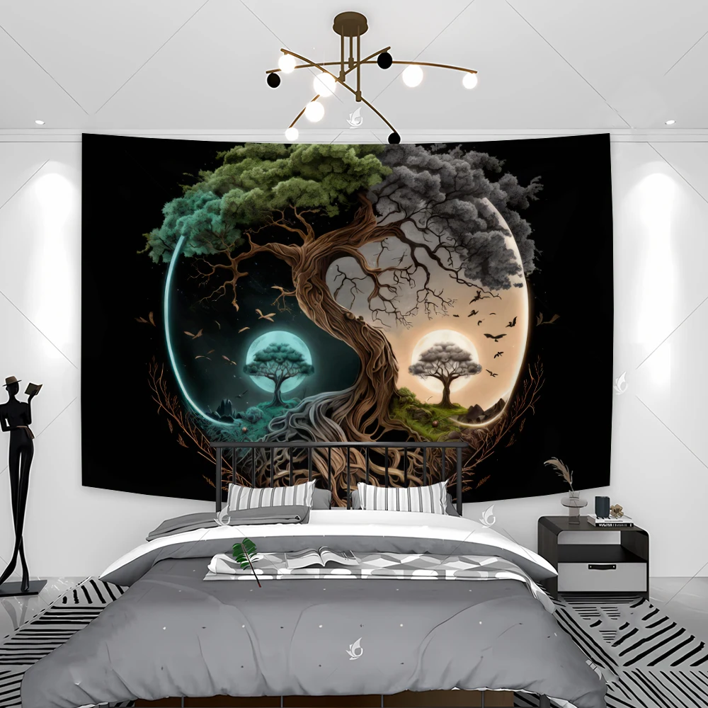 

Tree Print Frosted flag Wall Hanging Living Room Bedroom Dormitory Decoration Home Decoration Tapestry