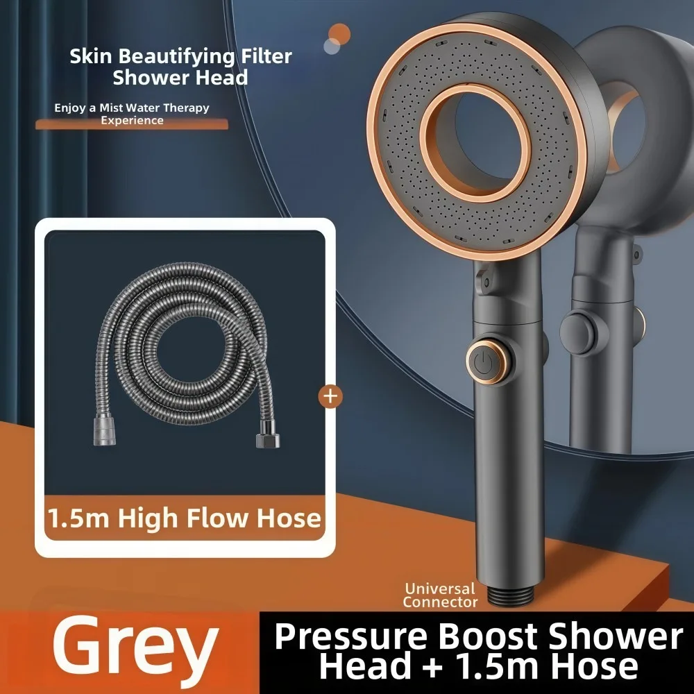 

Adjustable in 3 Levels High-pressure Shower Head One-click Water Stop Common Interface Pressurized Shower Head Anti-scalding