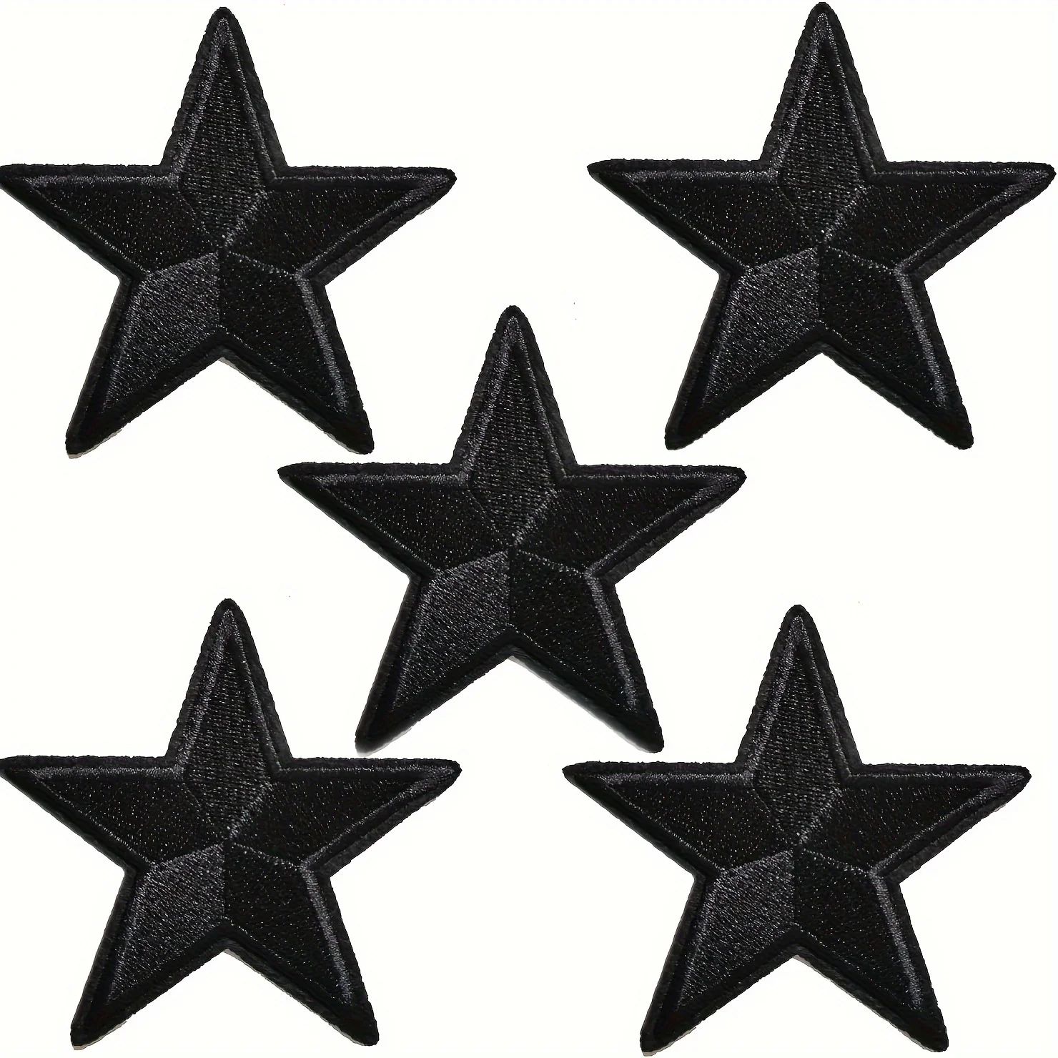 5-pack.Star patch, embroidered iron on/sewn patch, cute appliqué patch for clothing, jackets, hats, backpacks, jeans, black