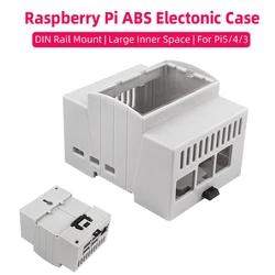 Raspberry Pi ABS Case Electrical Box DIN Rail Modular Shell Optional Heatsink Cooling Fan for Raspberry Pi 5 /4 /3B+ /3B