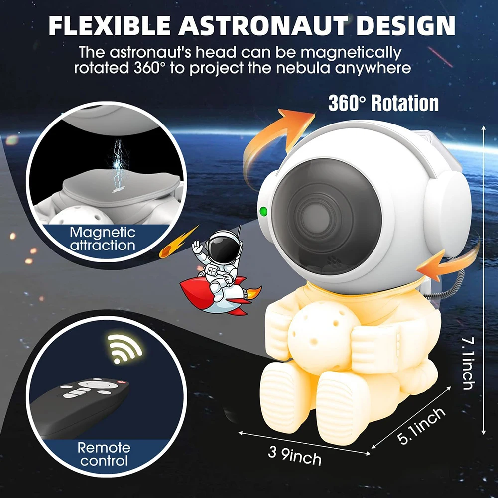 Astronaut Starry Sky Projection Lamp Starry Sky Atmosphere Night Light Astronaut Nebula Projector Lamp