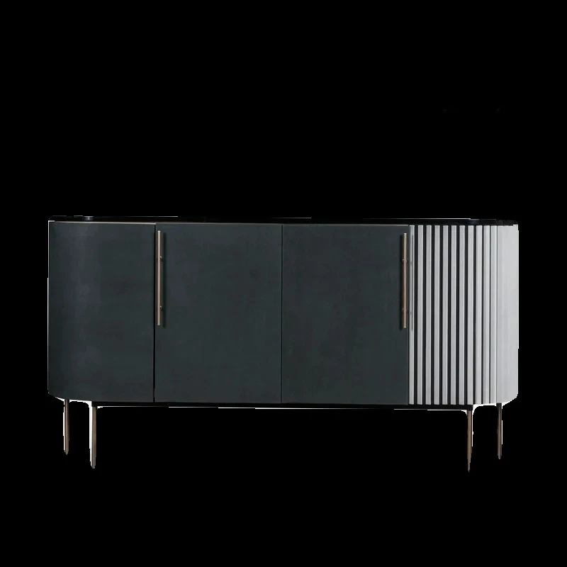 

Household Entrance Cabinet Living Room Partition Modern Simple and Light Luxury Solid Wood Stone Plate Wall Sideboard Cabinet