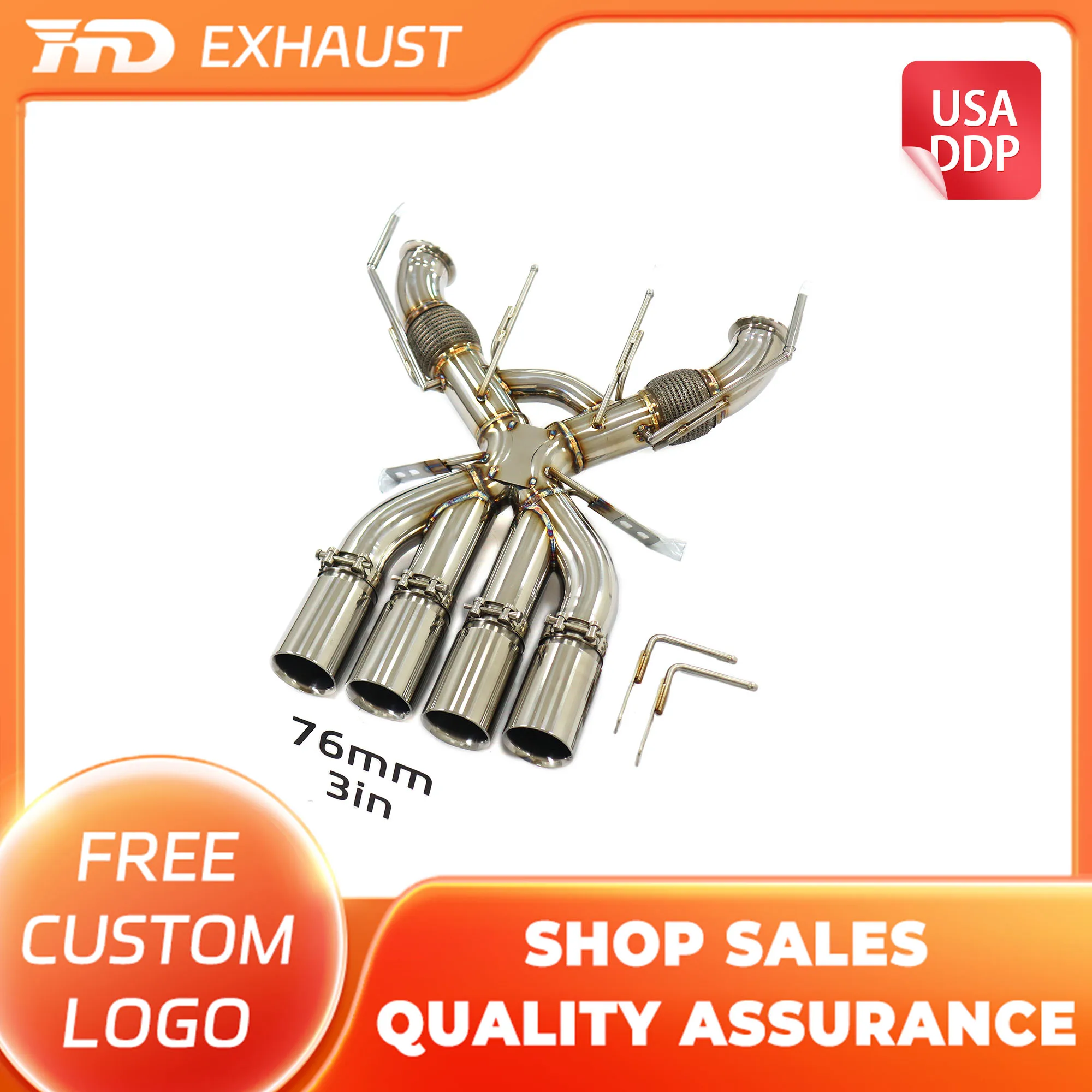 

HMD Hot Sale Items for Mclaren 720S Upgrade 765LT Performance Catback Valves SS304 Exhaust X-Pipe Design