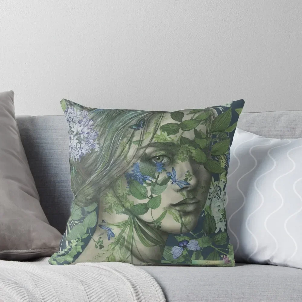 Poetry' Lady in the Vines with butterflies Throw Pillow christmas supplies Anime Cushion Covers For Living Room pillow