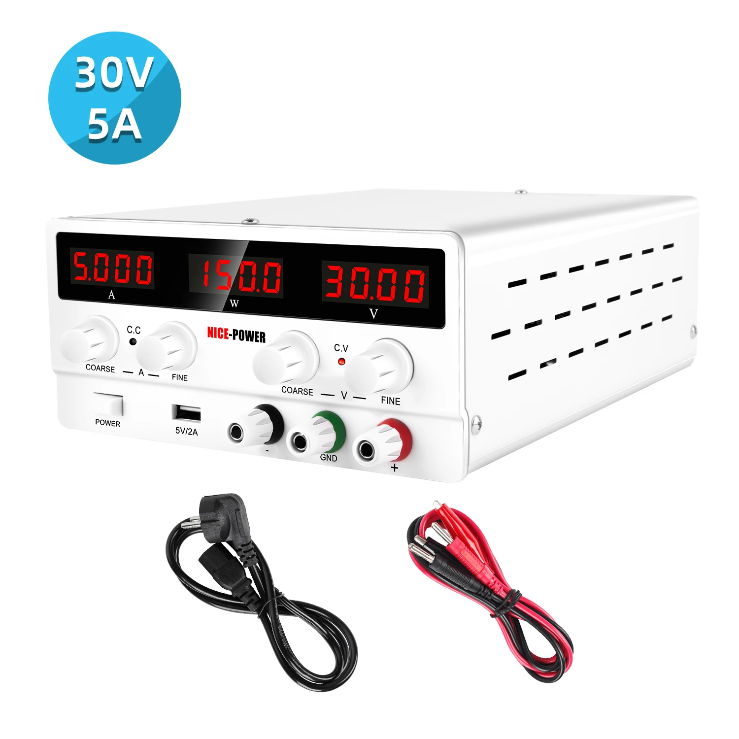 

NICE-POWER SPS-H305 Portable Bench Power Supply 30V 5A 150W Variable Switching Power Supply DC Maintenance Regulator