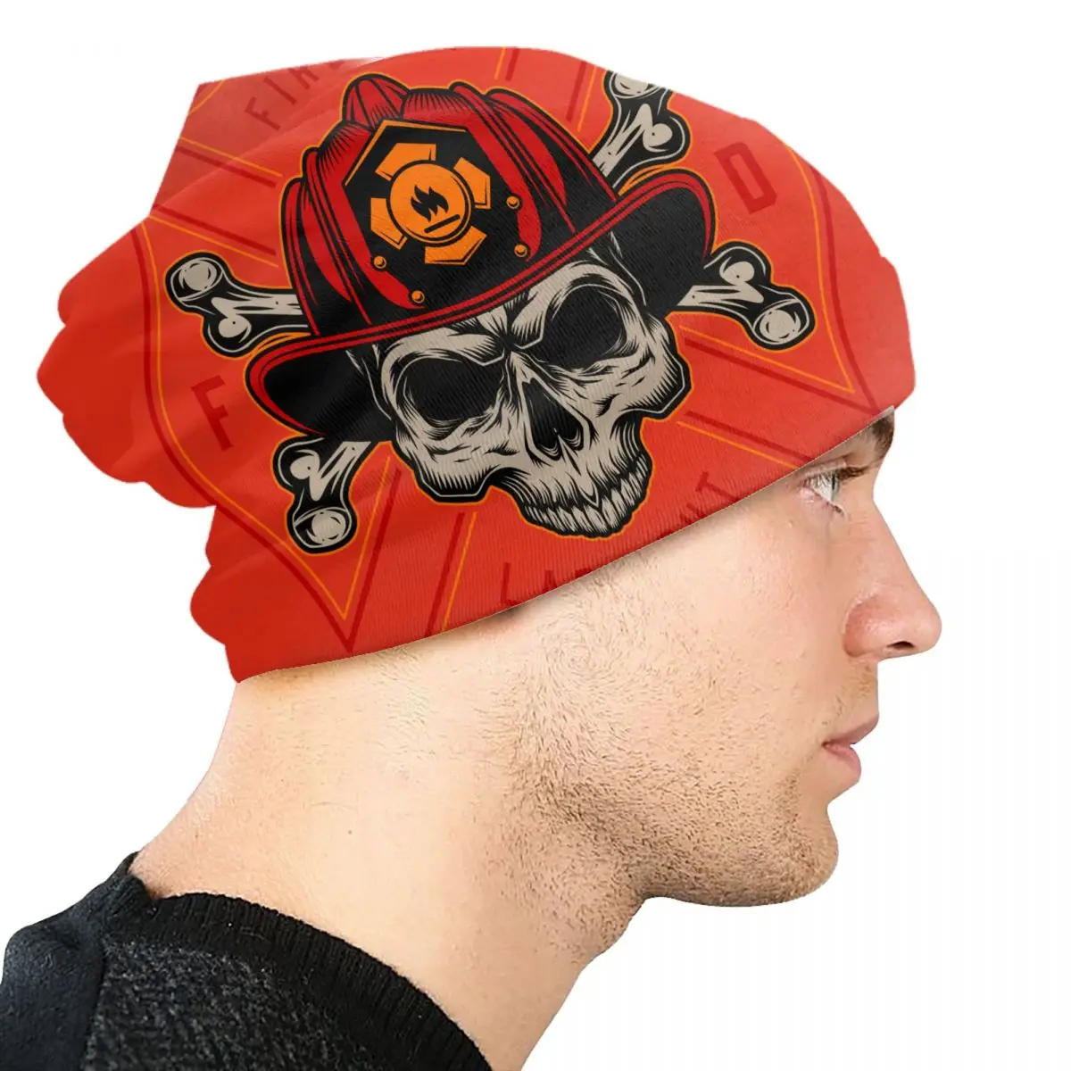 مخصص رجال الاطفاء الجمجمة Skullies Beanies قبعات للجنسين الهيب هوب شتاء دافئ محبوك قبعة الكبار النار الإنقاذ اطفاء بونيه القبعات