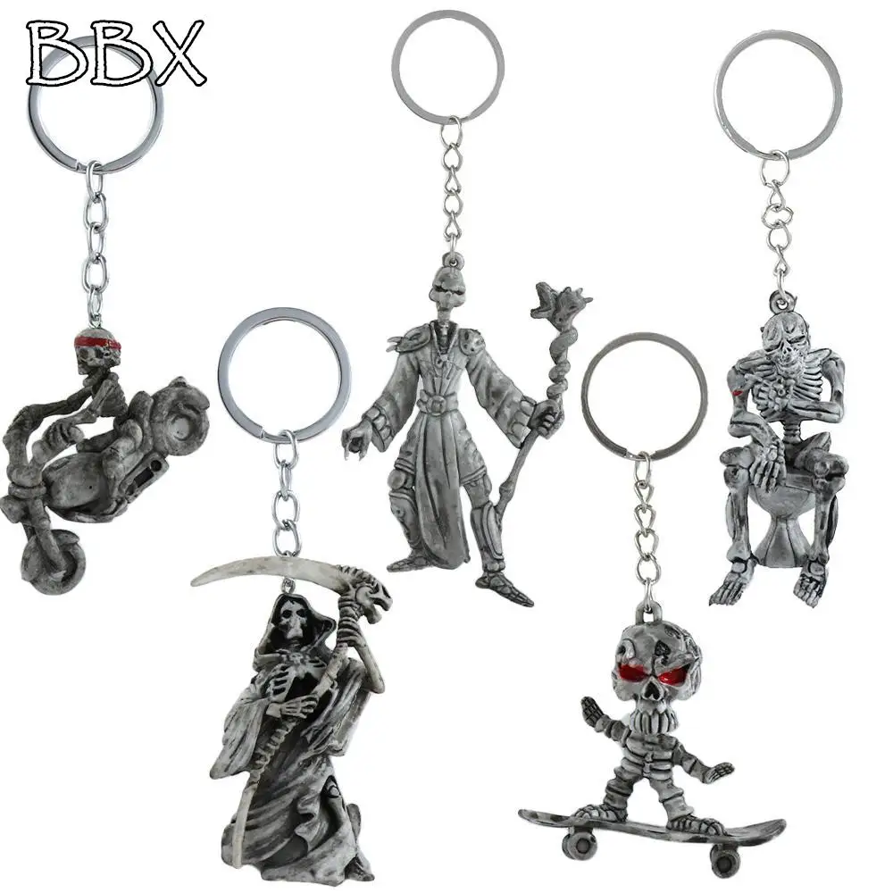 

Men's Skull Keychain Skull Death Horror Fashion Popular Simple Gift Exaggerated Punk Creative Skull Men's Keychain