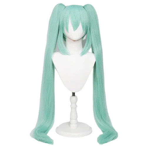 Imagen 2 del producto Hatsune Miku miku animación peluca simulación doble cola de caballo estilo de pelo largo peluca de fibra sintética