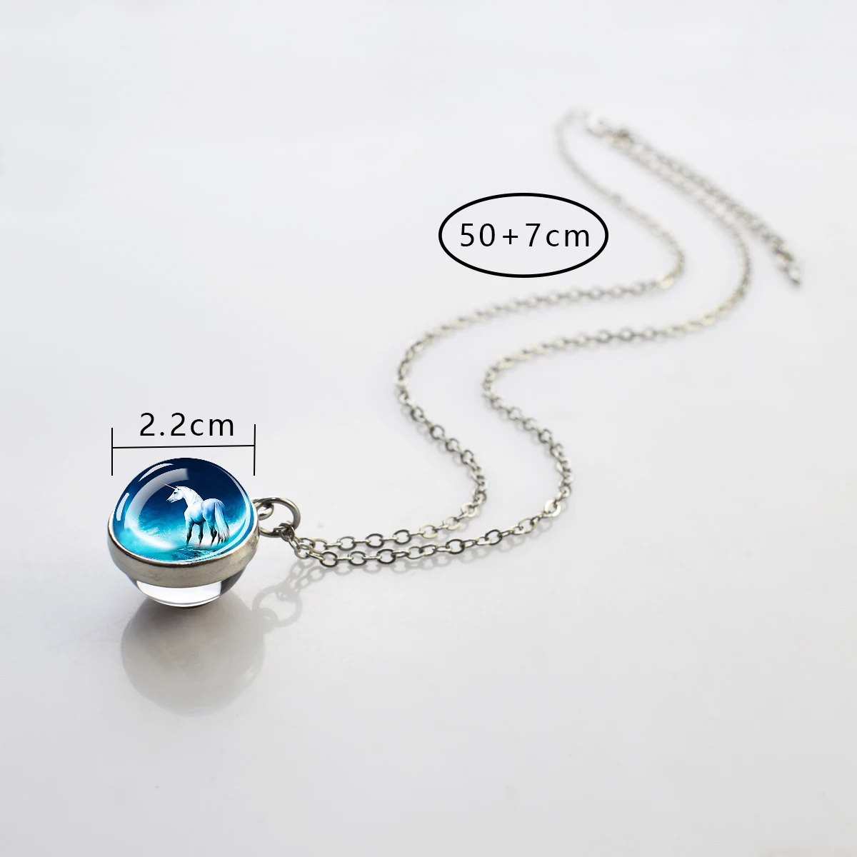 Horse Pendants Necklaces for Women Men Horse Picture Double Side Glass Ball Pendant Animal Fashion Jewelry Gifts