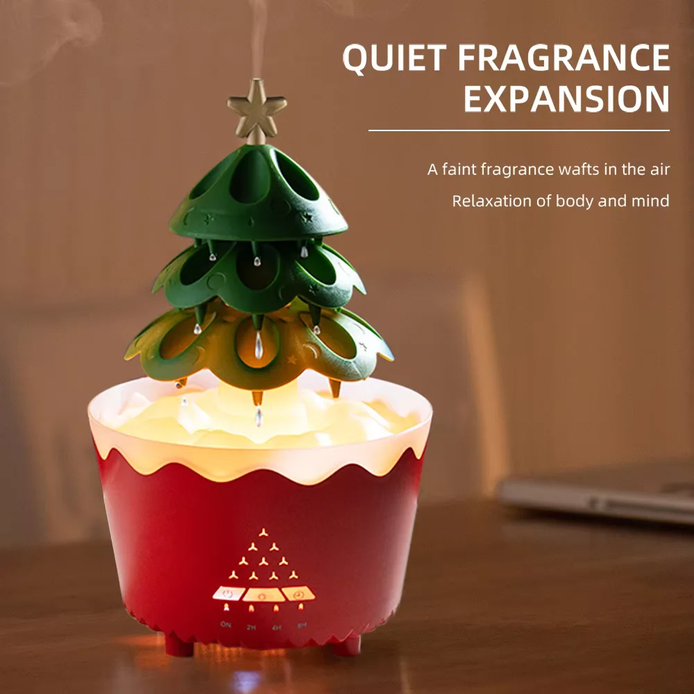 250ML Air Humidifier Christmas Tree Design Essential Oil Diffuser with Remote Control for Bedroom Living Room Office Gifts