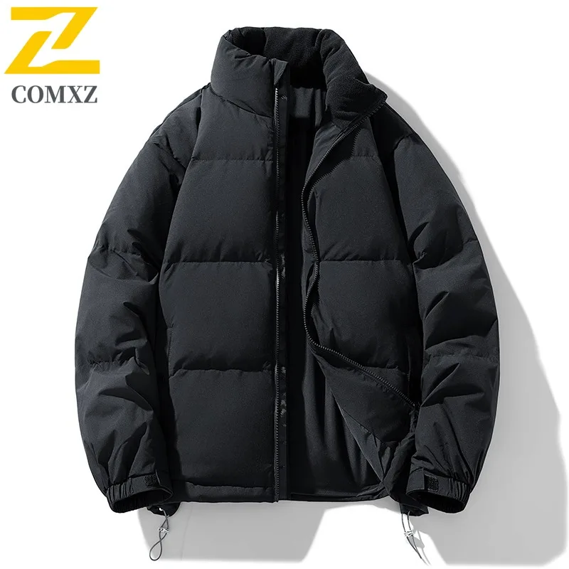COMXZ Luxurious New Down Jacket Stand Collar Camping Warm Parkas Loose Minimalist Thickened White Duck Down Padded Coat