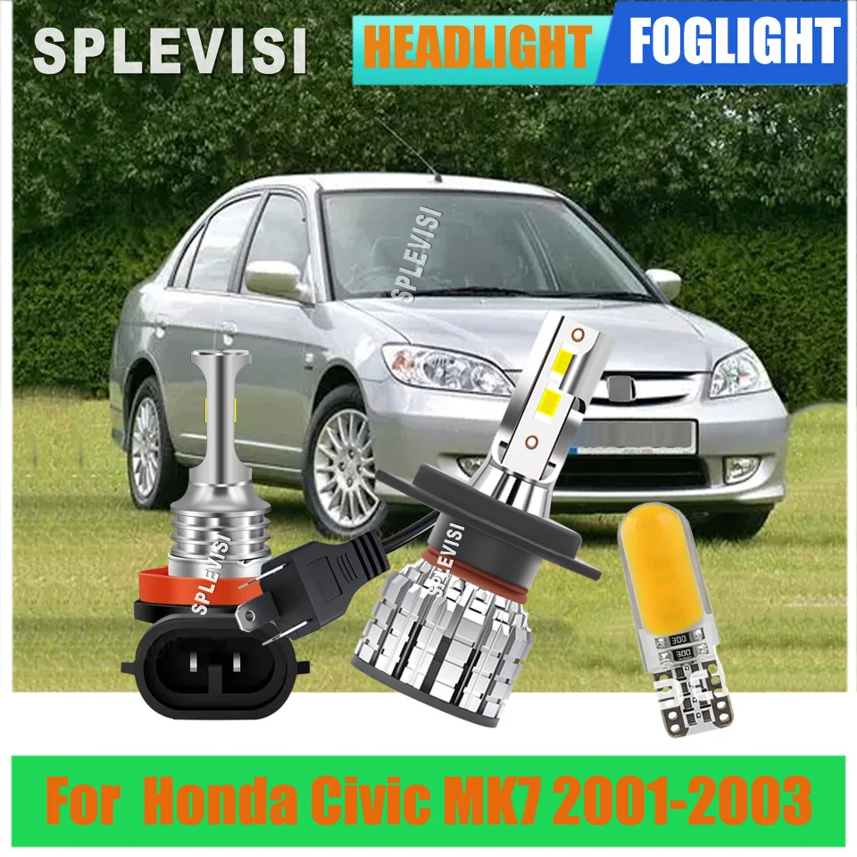 

12v LED High Low Beam Headlight Side Light - high bright equipped with advanced light Chips For Honda Civic MK7 2001 2002 2003