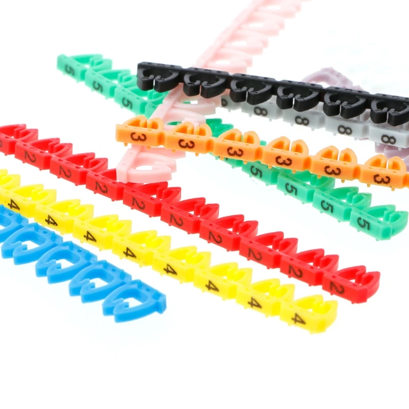 100PCS/Set Numeric Cable Label Mark Colorful Numeric Cable Label Mark For RJ45 RJ11 RJ12 Cable Dropship