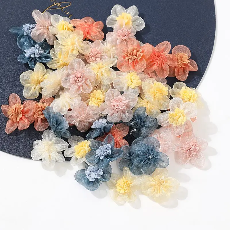 5/10Pcs 3cm Silk Artificial Flowers Head Chiffon Yarn Flower For Home Room Decor Bridal Veil Wedding Decoration DIY Accessories