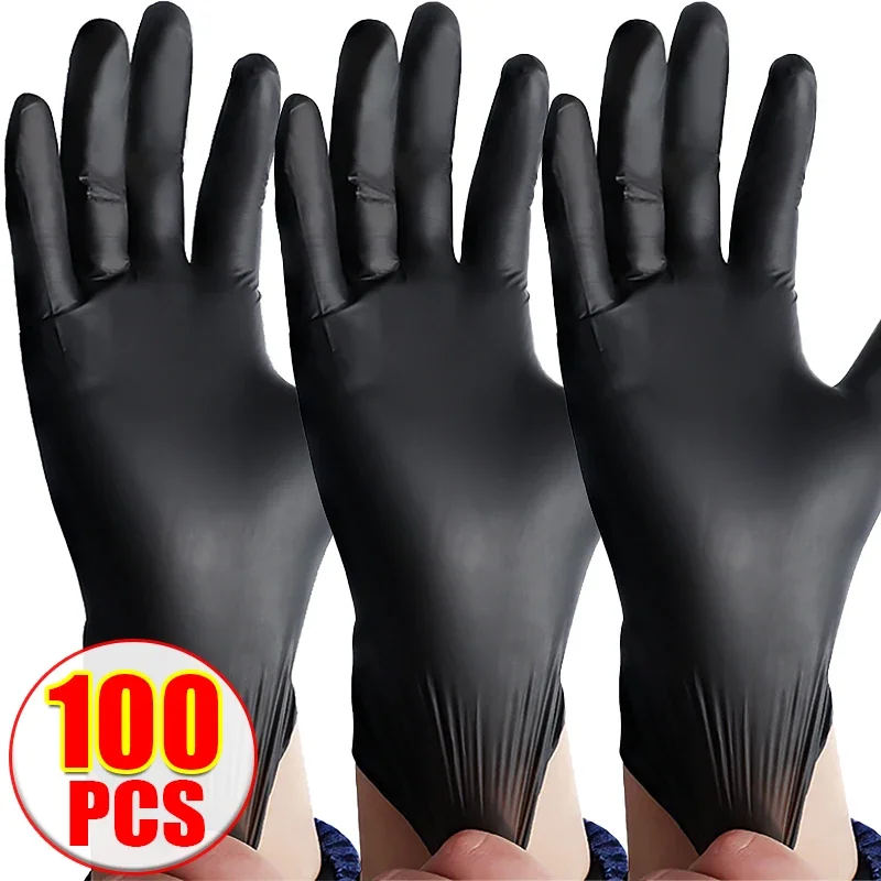 Guantes desechables de nitrilo y PVC para limpieza del hogar, manoplas fuertes de 100/2 piezas, para la industria del coche, jardinería, cuidado de