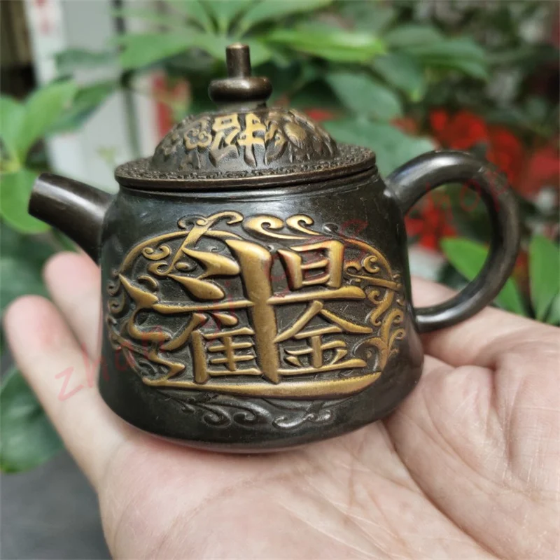 

Bronze gilt teapot ornaments, attracting wealth, exquisite household ornaments, auspicious ornaments