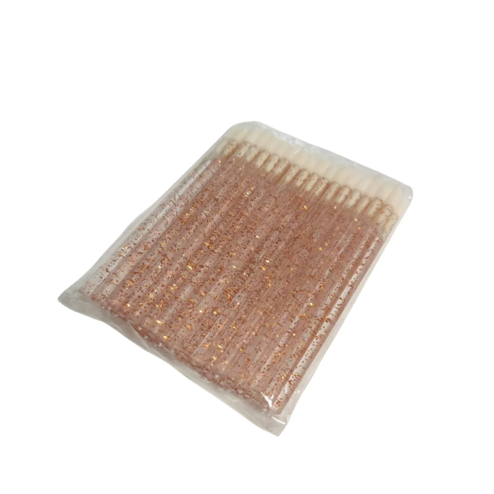 1bag Rose Gold Color Disposable Lip Brush Applicator Eyelash Cleaning Lipstick Glossy Wands
