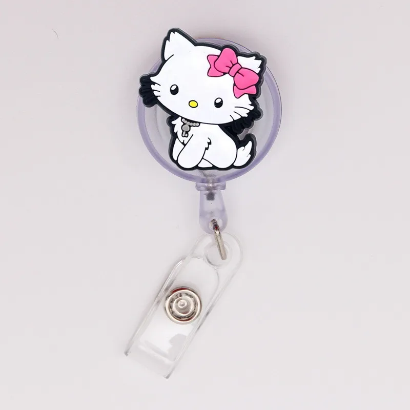 1 قطعة Miniso سانريو شارة بكرة قابل للسحب ID الحبل اسم بطاقة تعريف شارة حامل كليب معاطف للأطباء والممرضات طالب مكتب الملحقات