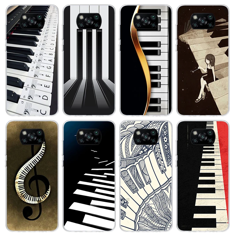 Music Piano Keyboard Phone Case for Xiaomi Poco X6 X5 X4 X3 Nfc F6 F5 Pro F4 Gt F3 F2 F1 M5S M4 M3 5G Soft Cover Print Fundas