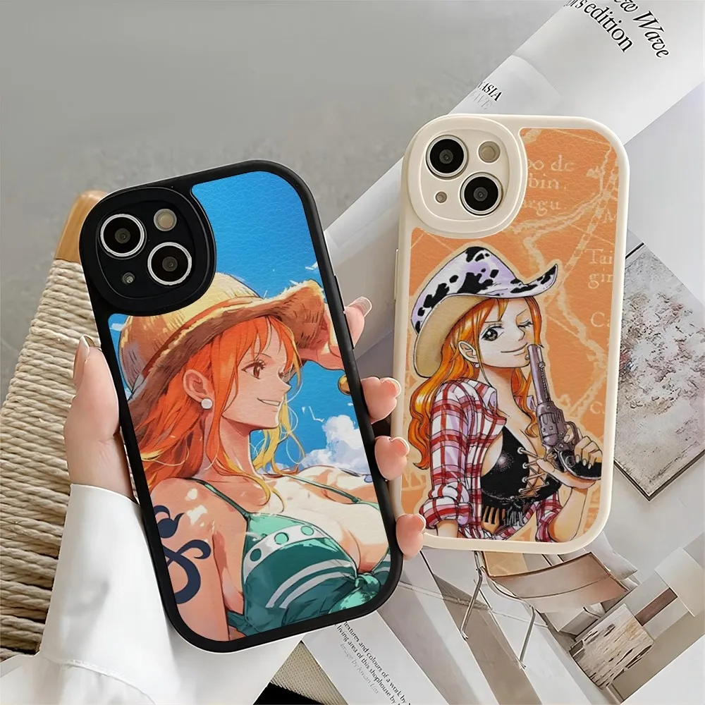 O-one p-Stücke nami Handy hülle für iPhone 14 15 11 13 12 pro max mini x xr 8 plus se2020 weiße Leder weiche Silikon hülle