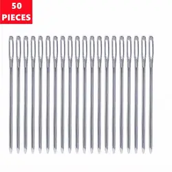 50 sztuk 16*5.3-6-7mm Blunt End igły DIY do naszycia igły przydatne do szycia skórzane duże oczy igły przyrządy do szycia